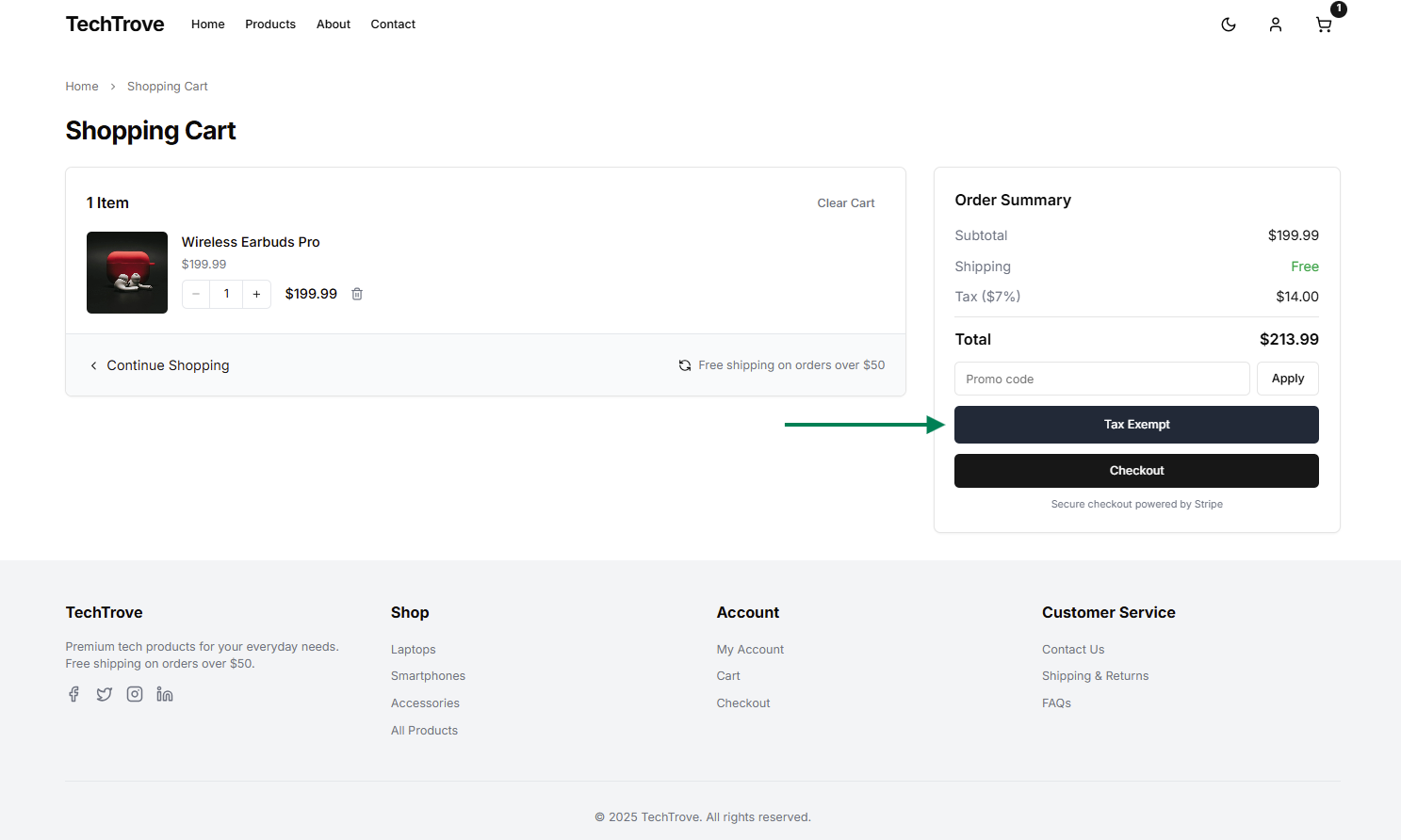 ExemptionIq Button at Checkout